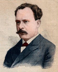 Portrett av Eugene Turpin (1848-1927), kjemiker som spesialiserer seg på eksplosiver. Gravering i “” Le petit Parisien”” fra 1891. Privat samling. av Anonymous Anonymous
