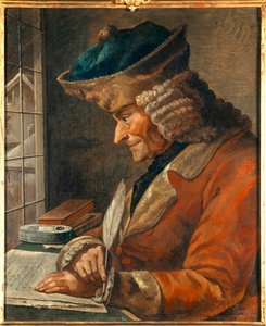 Portrett av Francois Marie Arouet Voltaire (1694-1778) i hans arbeidsskap Maleri fra 1700-tallet. Dim. 0,43 x 0,35 m Paris, musee Carnavalet - Portrett av Francois Marie Arouet Voltaire (1694-1778) i hans arbeidsrom. 18. senters maleri. 0,43 x 0,35 m av Anonymous Anonymous