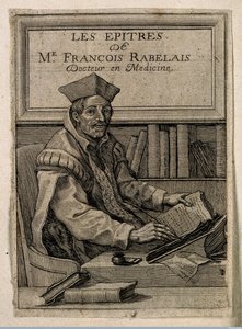 Portrett av Francois Rabelais (1494-1553), Anonym. Kobbergravering av Anonymous Anonymous