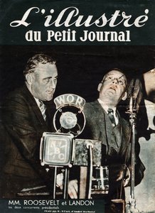 Portrett av Franklin Delano Roosevelt (1882-1945) og Alfred Mossman "" Alf"" Landon (1887-1987), de to konkurrentene i presidentvalget i USA. I "" L