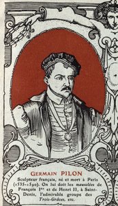Portrett av Germain Pilon (1535-1590), fransk billedhugger. Gravering fra 1914. Privat samling. av Anonymous Anonymous
