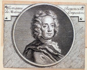 Portrett av den italienske barokkkomponisten og cellisten Giovanni Battista Bononcini (gravering. 1700-tallet) av Anonymous Anonymous