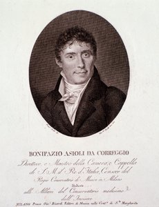 Portrett av den italienske komponisten Bonifazio Asioli (1769-1832) Gravering. 1800-tallet. Privat samling av Anonymous Anonymous