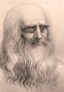 Portrett av Leonardo Da Vinci (Leonard de Vinci) (1452 - 1519) fra hans selvportrett. av Anonymous Anonymous