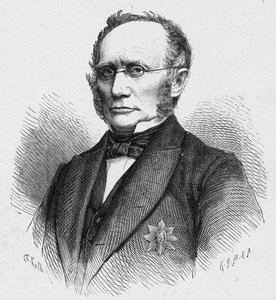 Portrett av Ludwig Windthorst (1812–1891), tysk katolsk politiker. Gravering i "The Catholic Missions in the XIXth Century" av Louis-Eugene (Louis Eugene) Louvet. privat samling. av Anonymous Anonymous
