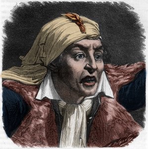 Portrett av Marat (1743-1793) - portrett av Jean-Paul (Jean Paul) Marat (1743-1793) politiker, fransk journalist - Gravering i "Histoire des Girondins" av Alphonse de Lamartine (1790-1869) 1865-1866 - Privat samling av Anonymous Anonymous