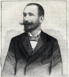 Portrett av Pierre Sales (1854? -1921?), en fransk forfatter. Gravering i "" Le Petro Parisien"" av Anonymous Anonymous