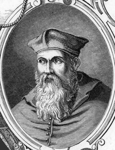Portrett av Sebastiano Luciani dit Sebastiano del Piombo (1485-1547) italiensk maler. 1859 gravering i "" galleriene i Europa - Italia"" av Armandaud. Privat samling. av Anonymous Anonymous