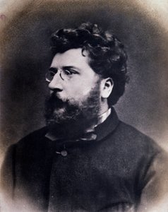 Portrett av den engelske komponisten Georges Bizet (s/hvitt foto av Anonymous Anonymous