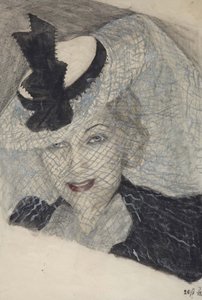Portrett av skuespillerinnen Lyubov Orlova - Lioubov Petrovna Orlova (1902-1975) - Anonym. Akvarell, Gouache, hvit farge, blekk på papir av Anonymous Anonymous