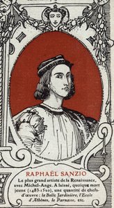 Portrait of the Italian Renaissance painter Raphael (Raffaello Sanzio 1483-1520). Engraving from 1914. Private collection. av Anonymous Anonymous