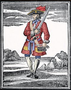 Portrett av piraten Jack Rackham sier den røde eller John Rackham, bedre kjent som Calico Jack (? 1720). Gravering. av Anonymous Anonymous