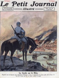 Etterkrigstiden (etterkrigen): De tidligere mennene fra første verdenskrig vender tilbake til Rhinen for å sikre at Tyskland oppfyller sine forpliktelser på London-konferansen. Illustrasjon hentet fra "" Le petit journal illustrious""" av 22.05.1921. Priva av Anonymous Anonymous