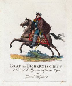 Prins Alexandre Ivanovitch Tchernychev ou Tchernychiov ou Czernichev - Portrett av grev Alexander Ivanovich Chernyshov (1786-1857) - Anonym - 1813 - Akvatint - 25,6x22 - Privat samling av Anonymous Anonymous