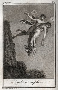 Psyche båret bort av Zephyr. Gravering fra 1819 i «Lettres a Emilie sur la mythologie» av Charles Albert Demoustier (1760-1801). Privat samling. av Anonymous Anonymous