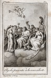 Psyche presentert for Celestial Court. Gravering fra 1819 i «Lettres a Emilie sur la mythologie» av Charles Albert Demoustier (1760-1801). Privat samling. av Anonymous Anonymous