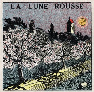 Stråling og ledningsevne: den røde månen hvis lys brenner blomsterknoppene. Anonym illustrasjon fra 1925. Privat samling. av Anonymous Anonymous