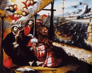 ""Representasjon av Saint Francois Xavier (1506-1552), jesuittmisjonær medgründer av selskapet til Jesus og skytshelgen for misjonene"" Anonymt maleri. av Anonymous Anonymous