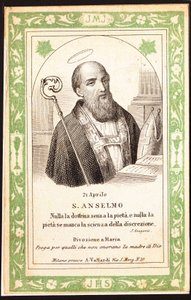 Representasjon av Saint Anselm Pious-bilde. Postkort. Begynnelsen av det 20. århundre. Privat samling av Anonymous Anonymous