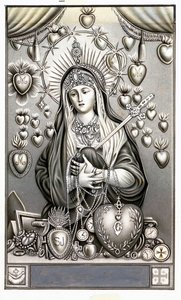 Representasjon av smertens jomfru, mater dolorosa fromt bilde. Debut av privatsamlingen fra det 20. århundre av Anonymous Anonymous