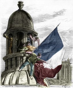 Revolution of 1830: the tricolor flag on the town hall. av Anonymous Anonymous