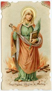 Saint Agatha av Sicilia (gravering av Anonymous Anonymous