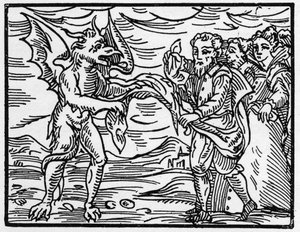 Satan strippet trollmennene for klærne deres - "Compendium Maleficarum", avtaler om heksene, deres ondskap og deres sortileges av Francesco Maria Guazzo eller Guaccio eller Guaccius (15?? -16??) 1608 Private Collection av Anonymous Anonymous