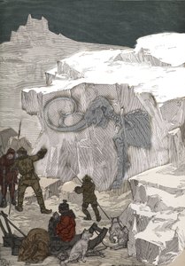Søk etter mammut fossilt elfenben i Sibir på 1800-tallet. Gravering fra 1885 i "" Les arts et metiers illustres"" av Adolphe BITARD. av Anonymous Anonymous