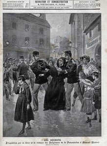 Separation from church and state - Expulsion of nuns from their schools by law enforcement in Humont (Lozere) - cover of “la-croix illustree” of 1902 - av Anonymous Anonymous