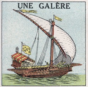 Ships and ships: a galley. Anonymous illustration of 1925. Private collection. av Anonymous Anonymous