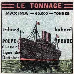 Skip og skip: tonnasje. Anonym illustrasjon av 1925. Privat samling. av Anonymous Anonymous