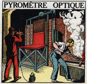 Spektralanalyse: optisk pyrometer. Anonym illustrasjon fra 1925. Privat samling. av Anonymous Anonymous