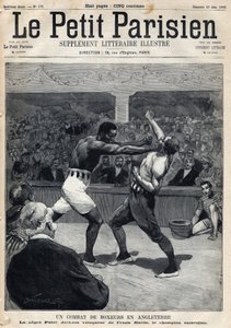 Sport, Boxing: En bokserkamp i England mellom Peter Jackson og den australske mesteren Frank Slavin. Gravering. En av avisen "" Le petit parisien"" den 12.06.1892. Privat samling av Anonymous Anonymous