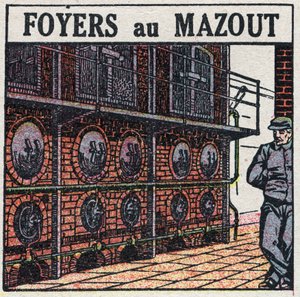 Steam Generators: Oil Fireplace. Anonymous illustration from 1925. Private collection. av Anonymous Anonymous