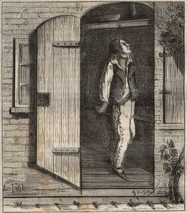 Selvmord i fengselet i Rochefort i 1840. Gravering i "Historien om fengslene fra deres opprettelse til i dag"" (1877) av Pierre Zaccone (1817-1895) (Colonia Penale - straffekoloni). Privat samling. av Anonymous Anonymous