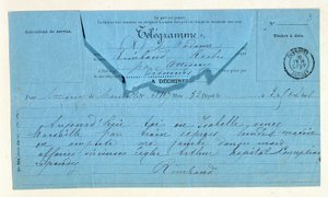 Telegram fra Rimbaud til moren hans, Marseille, 22. mai av Anonymous Anonymous