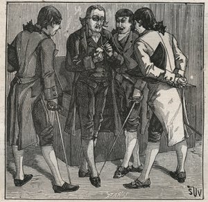 Test av den bresilianske falske diamanten av John Mawe (1764-1829) britisk mineralog. Gravering fra 1885 i "" Les arts et metiers illustres"" av Adolphe BITARD. av Anonymous Anonymous