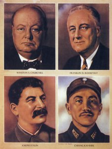 De allierte lederne av andre verdenskrig - Winston Churchill, Franklin Delano Roosevelt, Joseph Stalin og Chiang Kai Shek - 1943 av Anonymous Anonymous