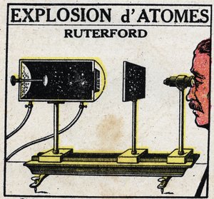 The Atom and Science: Explosion of Atoms by Ernest Rutherford (1871-1937). Anonymous illustration from 1925. Private collection. av Anonymous Anonymous