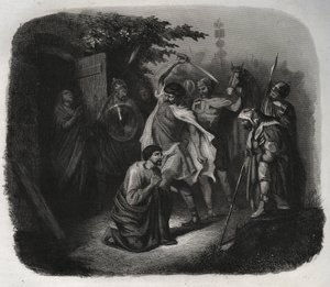 Dekollasjonen av Saint Julian (Martyrium). Gravering fra 1846 i “” Lives of the saints””. Privat samling. av Anonymous Anonymous