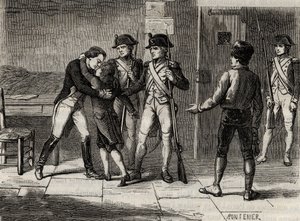 Hertugene av Montpensier (Antoine d'Orleans) og Beaujolais (Louis-Charles d'Orleans) ved Fort Saint-Jean (Saint Jean) (Marseille) i 1793 - Gravering i "Histoire des Girondins" av Alphonse de Lamartine (1790-1869) ) 1865-1866 - Privat saml av Anonymous Anonymous