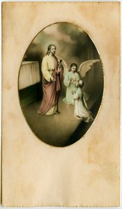 Eukaristien, nattverden, alterets sakrament: et barn foran Jesus (gravering) av Anonymous Anonymous