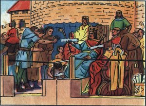 Kongen av Frankrike Ludvig VI den store (1081-1137) som gir charteret til byen Paris. Anonym illustrasjon i "" Collection des souverains et chefs d