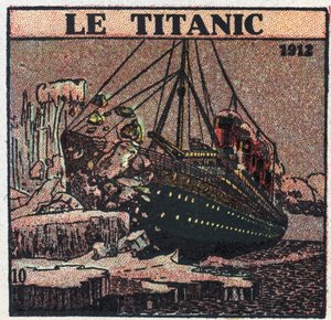 T.S.F.: Titanics forlis i 1912. Nødmeldinger ble sendt fra skipets T.S.F. innlegg etter å ha koblet opp med et isfjell. Anonym illustrasjon fra 1925. Privat samling. av Anonymous Anonymous
