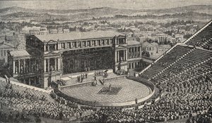 Dionysos teater, Akropolis, Athen, Hellas - Gjenoppføring av 1890 av Dionysos teater - i Athen, antikkens Hellas. - gravering 1890 av Anonymous Anonymous