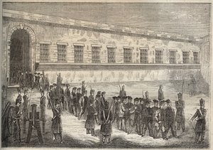 Fengselet til Rochefort på 1800-tallet. Gravering i «Fangernes historie fra deres skapelse til i dag» (1877) av Pierre Zaccone (1817-1895) (Colonia Penale - Straffekoloni). Privat samling. av Anonymous Anonymous