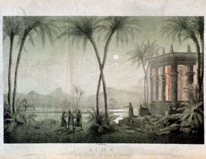 Nilens bredder. Illustrasjon til akt III av Aida, opera av Giuseppe Verdi av Anonymous Anonymous