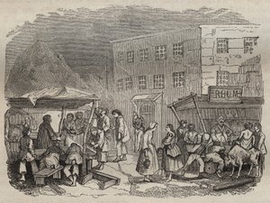 Kantinen til bagne de Rochefort på 1800-tallet. Gravering i "Fengselshistorie fra deres opprettelse til i dag"" (1877) av Pierre Zaccone (1817-1895) (Colonia Penale - Straffekoloni) Privat samling. av Anonymous Anonymous
