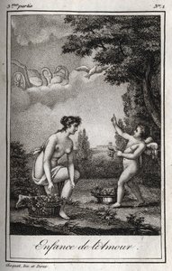 Kjærlighetens barndom. Gravering fra 1819 i «Lettres a Emilie sur la mythologie» av Charles Albert Demoustier (1760-1801). Privat samling. av Anonymous Anonymous