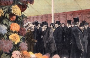 Krysantemfesten: offisiell krysantemutstilling. Gravering. En av avisen "" Le petit parisien"" den 20.11.1910. Privat samling. av Anonymous Anonymous